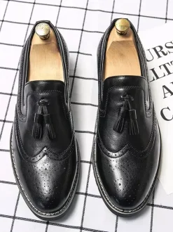 Mens Tassel Loafers Slip-on Decorate Penny Shoes Non Slip Low Heels Breathable Casual Shoes
