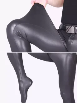 Men's Tights Motorcycle Patent Leather Small Leg Stage Wear Tight Pants