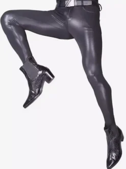 Men's Tights Motorcycle Patent Leather Small Leg Stage Wear Tight Pants
