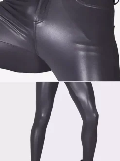 Men's Tights Motorcycle Patent Leather Small Leg Stage Wear Tight Pants