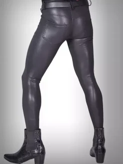 Men's Tights Motorcycle Patent Leather Small Leg Stage Wear Tight Pants