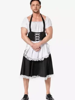 Men's White French Maid Costumes Funny Dress Polyester Holidays Carnival Costumes