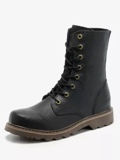Men's Work Boots Cowhide Casual Tan lace Up Mid Calf Boots