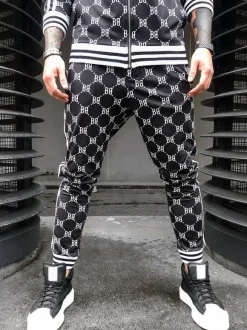 Men's Activewear 2-Piece Printed Long Sleeves Black