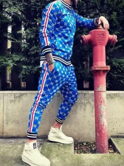 Men's Activewear 2-Piece Printed Long Sleeves Black