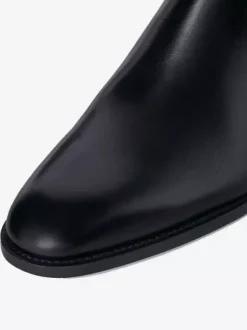 Men's Ankle Boots Genuine Leather Round Toe Slip On Chunky Heel Chelsea Boots
