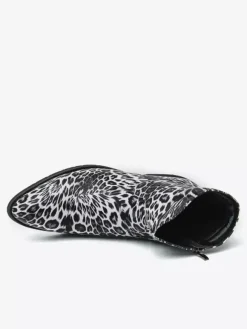 Mens Ankle Boots Round Toe Low Block Heel Leopard Print Casual Shoes