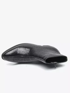 Mens Ankle Boots Snake-Print Pointed Toe Mid-Heel Zip-Up Leather Boots