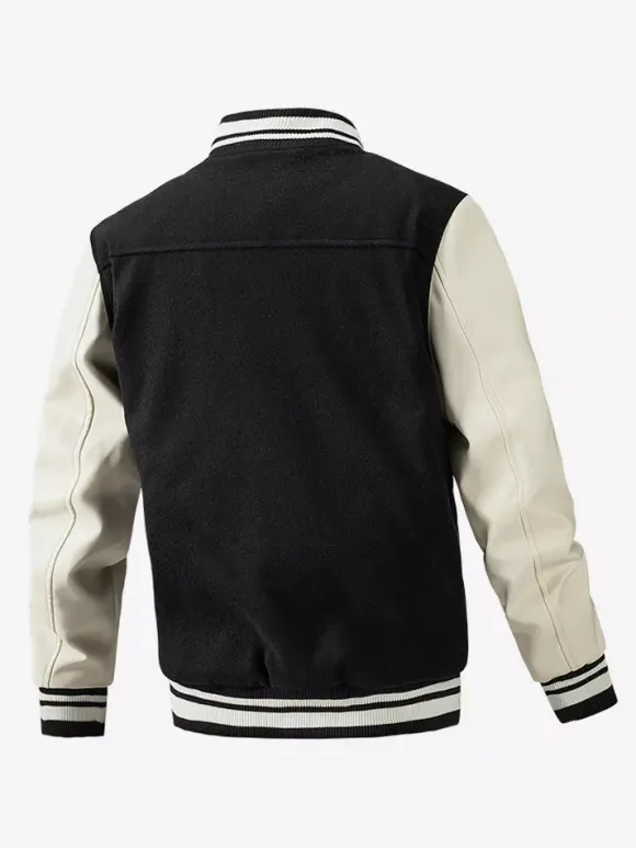 Men's Baseball Jacket Color Block Cotton Padded Plus Size Jacket