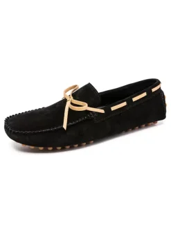Mens Belgian Loafer Shoes Ink Blue Fashion Suede Leather Slip-On Casual Flat Shoes