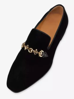 Men's Black Loafers Suede Leather Square Toe Slip-On Prom Wedding Shoes
