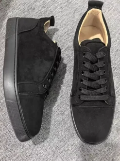 Men's Black Sneakers Round Toe Lace Up Skate Sneakers