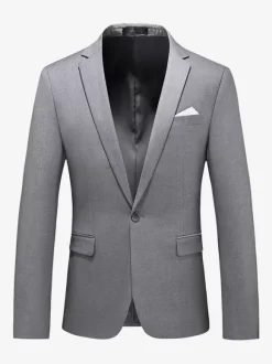 Men's Blazer Suit Jacket Khaki Slim Fit One Button Blazer Elegant Wedding Chic Jacket