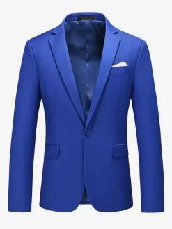 Men's Blazer Suit Jacket Khaki Slim Fit One Button Blazer Elegant Wedding Chic Jacket