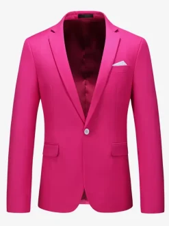 Men's Blazer Suit Jacket Khaki Slim Fit One Button Blazer Elegant Wedding Chic Jacket