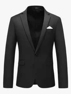Men's Blazer Suit Jacket Khaki Slim Fit One Button Blazer Elegant Wedding Chic Jacket