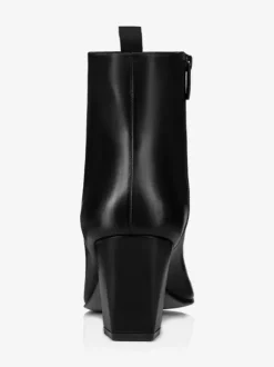 Mens Boots Block Heel Black Pointed Toe Rock Style Dress Short Boots