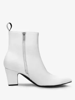 Mens Boots Block Heel Black Pointed Toe Rock Style Dress Short Boots