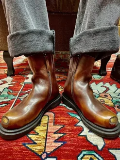 Men's Boots Chelsea Boots Black Cowhide Round Toe