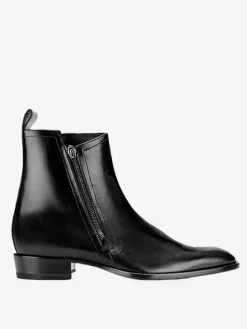 Men's Boots Chelsea Boots Black Cowhide Round Toe Zipper Ankle Short Boots
