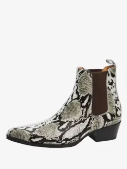 Men's Boots Chelsea Boots Snake Print Cowhide Pointed Toe Zipper Ankle Short Dress Boots