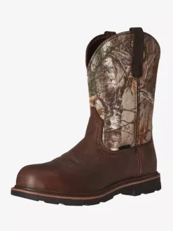 Men's Boots Cowboy Boots Chocolate Round Toe Mid Calf Boots