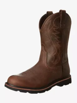 Men's Boots Cowboy Boots Chocolate Round Toe Mid Calf Boots