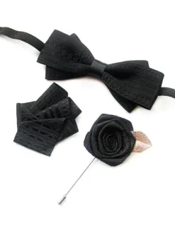 Men's Bowties - Lapel Flower - Pocket Square 3 Piece Set