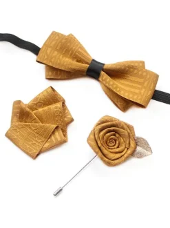 Men's Bowties - Lapel Flower - Pocket Square 3 Piece Set