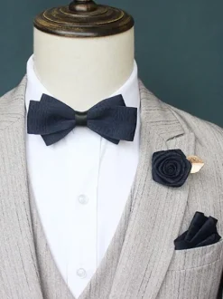 Men's Bowties - Lapel Flower - Pocket Square 3 Piece Set