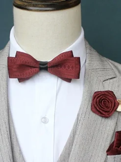 Men's Bowties - Lapel Flower - Pocket Square 3 Piece Set