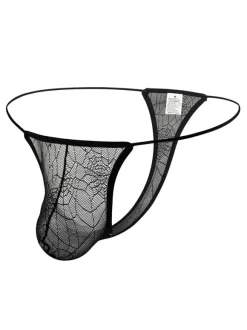 Men's Briefs Solid Spider Web Pattern Nylon