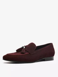Men's Brown Loafers Tassel Round Toe Micro Suede Loafer Shoes