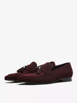 Men's Brown Loafers Tassel Round Toe Micro Suede Loafer Shoes