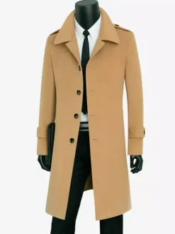 Men's Camel Chic Slim Fit Long Slim Fit Coats