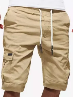 Men's Cargo Shorts Drawstring Waist Summer Casual Outdoor Shorts With Pockets