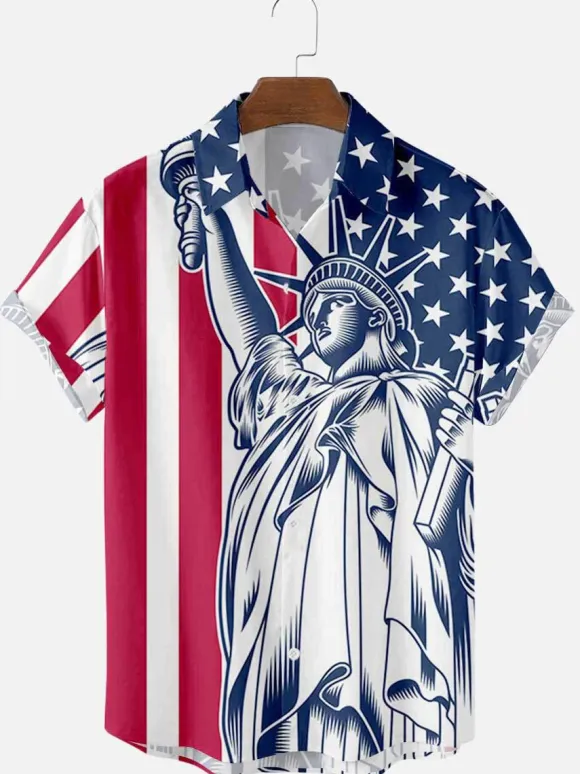 Men's Casual Shirt Turndown Collar Casual Cuffed Printed Nude Men's Shirts