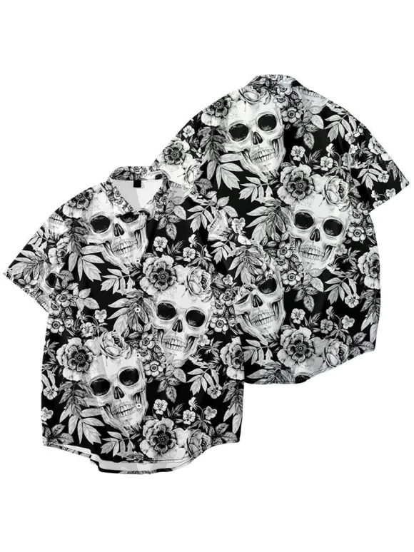 Men's Casual Shirt Turndown Collar Casual Cuffed Printed Nude Men's Shirts