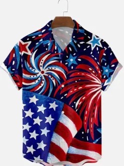 Men's Casual Shirt Turndown Collar Casual Cuffed Printed Nude Men's Shirts