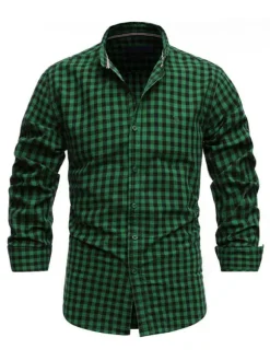 Men's Casual Shirt Turndown Collar Chic Plaid Red Men's Shirts