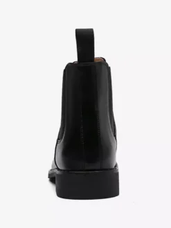 Mens Chelsea Boots Low Heel Black Pointed Toe Leather Ankle Boots