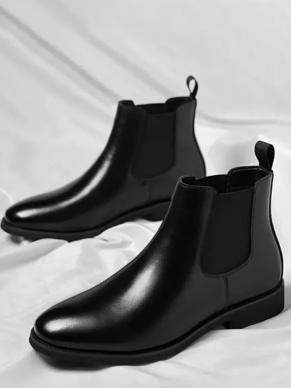 Mens Chelsea Boots Low Heel Pointed Toe Short Boots With Gradient Color Tip