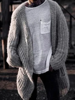 Men's Clothing Cardigan For Men Men's Sweaters Men's Cardigans Casual Long Sleeves Black Coffee Brown Fashionable