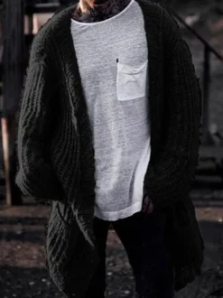 Men's Clothing Cardigan For Men Men's Sweaters Men's Cardigans Casual Long Sleeves Black Coffee Brown Fashionable
