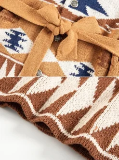 Men's Clothing Cardigan For Men Men's Sweaters Men's Cardigans Chic Geometric Long Sleeves Stylish Coffee Brown Coffee Brown
