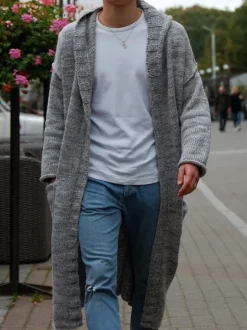 Men's Clothing Cardigan For Men Men's Sweaters Men's Cardigans Chic Long Sleeves Gray Gray Comfy