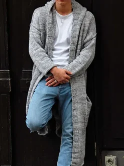 Men's Clothing Cardigan For Men Men's Sweaters Men's Cardigans Chic Long Sleeves Gray Gray Comfy