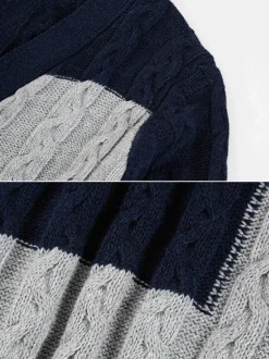 Men's Clothing Cardigan For Men Men's Sweaters Men's Cardigans Chic Color Block Long Sleeves Unique Dark Navy Dark Navy