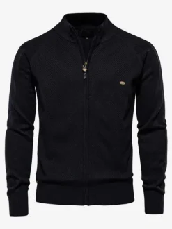 Men's Clothing Men's Cardigan Men's Sweaters Men's Cardigans Simple Long Sleeves Khaki Black Fashionable