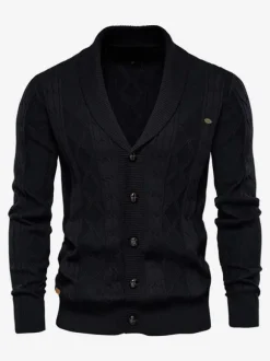 Men's Clothing Men's Cardigan Men's Sweaters Men's Cardigans Comfy Long Sleeves Coffee Brown Khaki Stylish